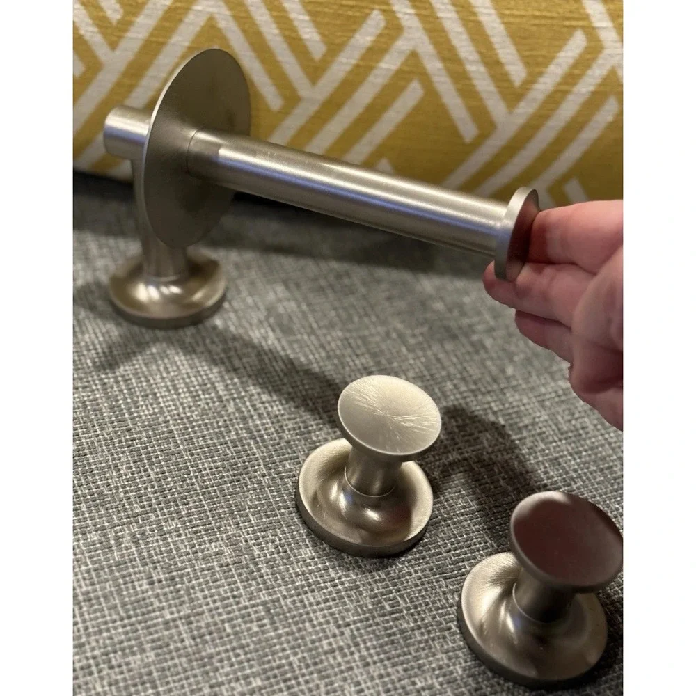 Lot 3 NEW Brushed Nickel Stainless Steel Toilet Paper Holder & 2 Towel Hooks NEW